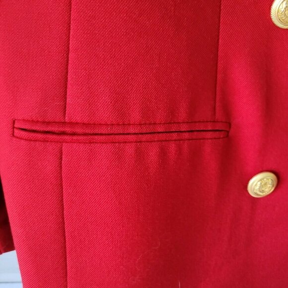 Pendleton Red Wool Structured Double-Breasted Blazer Jacket Gold Buttons Size 8 - Picture 7 of 13